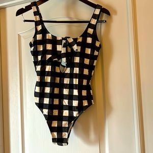 One piece swimsuit black and white gingham print